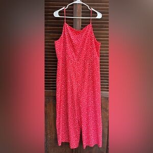 Coral with white floral pattern Jumpsuit, very light and comfortable! 
Size XL